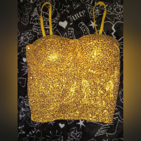 SEVEN SEAS SEQUINS BUSTIER CROP TOP size M - Picture 1 of 4